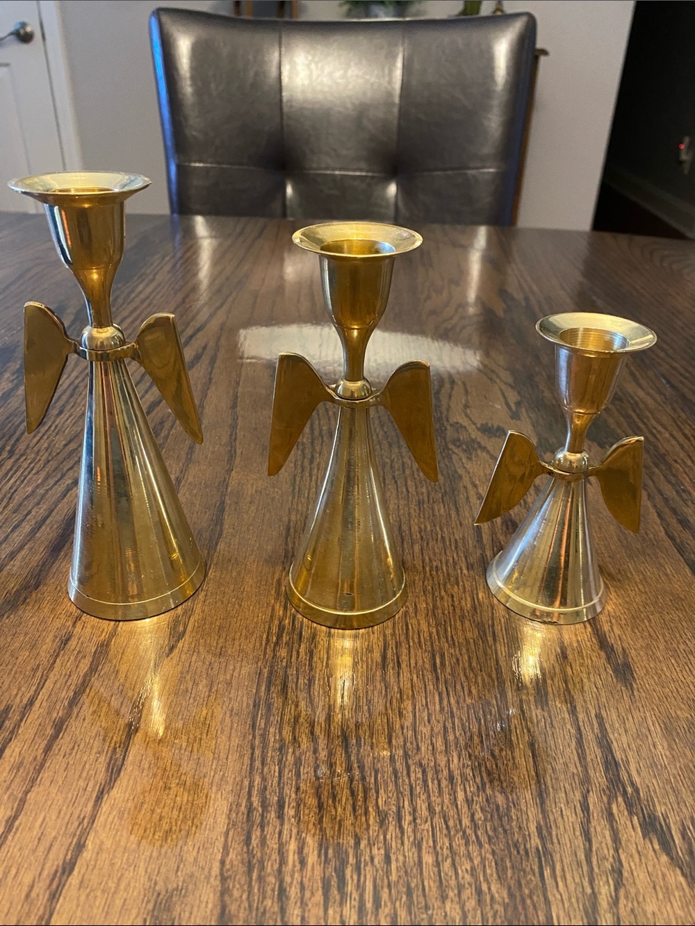Brass Angel Candle Holders Set - Gold Decorative Home Accent